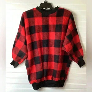 JeanKris Red Buffalo Plaid PulloverMade in USA size O/S